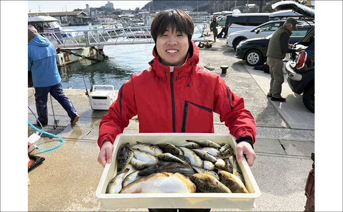 カットウフグ釣りで1.3kg良型ヒガンフグ手中【愛知・おざき丸】自作の特エサが的中？