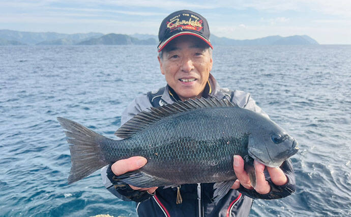 深島の磯で40cm超え良型クロが連発！ 潮変わりにはオオモンハタも登場【大分】