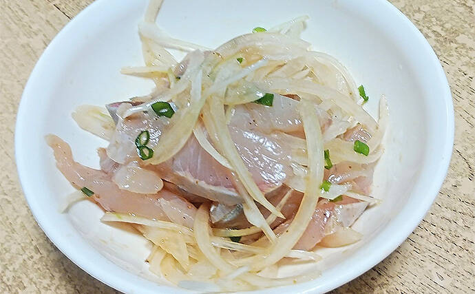 釣魚で作る「血液サラサラ」レシピ：ネリゴとタマネギの和え物　食感の相性抜群