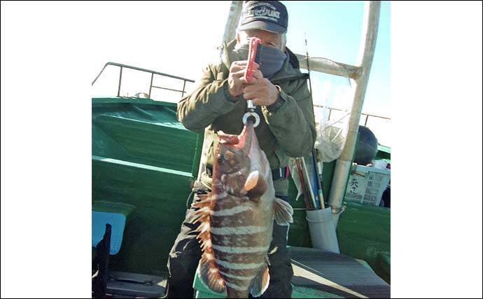 外房大原沖の泳がせ釣りで5.2kg特大マハタ浮上【千葉】活イワシに大型連発