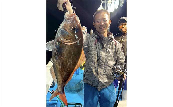 夜イカ釣りで釣ったイカを泳がせて74cmマダイをキャッチ！【福井】