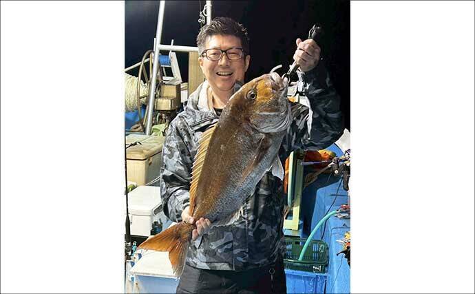 夜イカ釣りで釣ったイカを泳がせて74cmマダイをキャッチ！【福井】