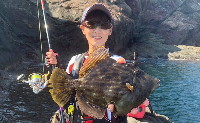 磯フカセ釣りで旬の40cmオーバー大サバ狙い【大分・鶴見】30cm超カワハギも登場