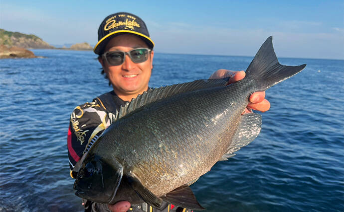 磯フカセ釣りで旬の40cmオーバー大サバ狙い【大分・鶴見】30cm超カワハギも登場