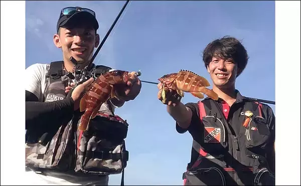 「沖磯ロックゲームでオオモンハタにアカハタ手中　ワームとジグにヒット」の画像