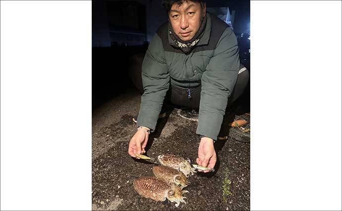 「ズル引きするだけでOK！」陸っぱりコウイカ釣りで本命3匹キャッチに成功【福岡】