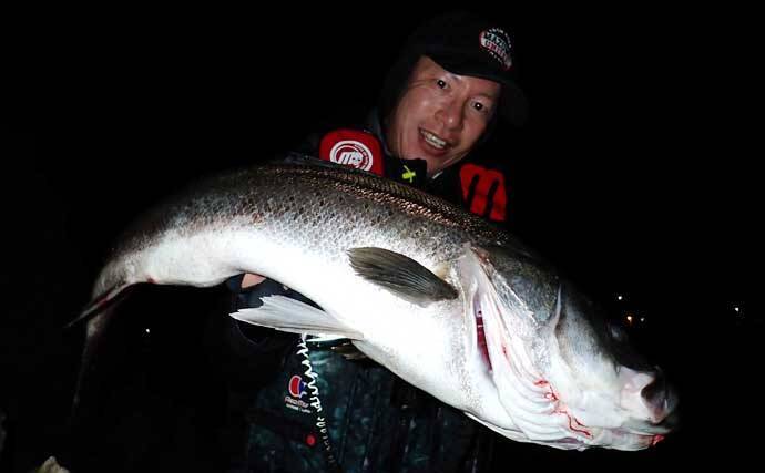 越前海岸の磯シーバスゲームでランカーサイズをキャッチ【福井】日没間際の粘りが奏功