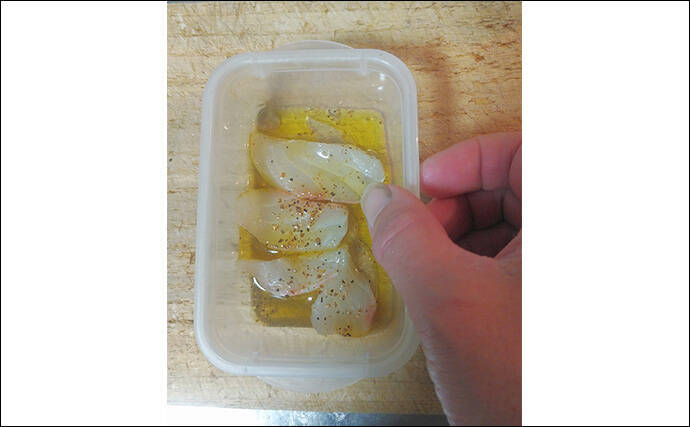 釣魚で作る「刺身アレンジ」レシピ：オジサンのオイル漬け　冷蔵庫で10日前後