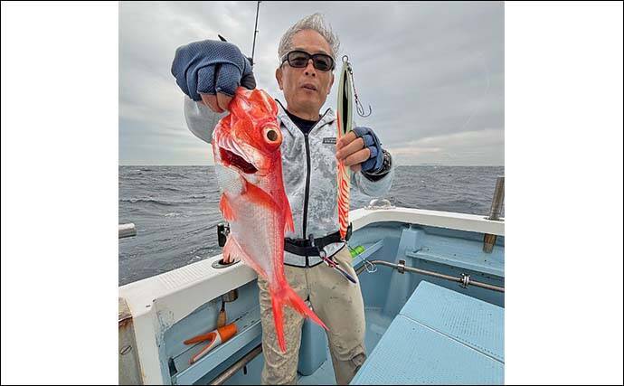 「深場で本命連発！」下田沖のキンメジギングで全員安打達成【静岡・ひがし丸】