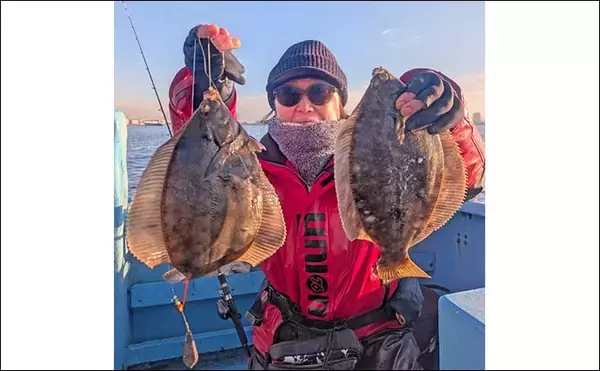 「東京湾のマコガレイ釣りで良型浮上！【千葉・林遊船】73cmスズキ乱入の一幕も」の画像