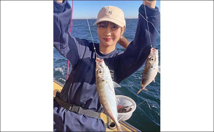 東京湾ショートLTアジ釣りを親娘で満喫　1投目から連掛けで入れ食い