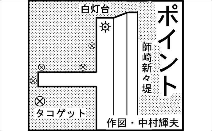 陸っぱりエギタコ釣りで本命3匹　良型バラシに悶絶【愛知・師崎港】