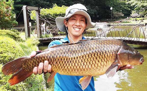 パンコイ 釣りで73cm大物手中 沈みパン がキモ 野山北公園 年9月15日 エキサイトニュース