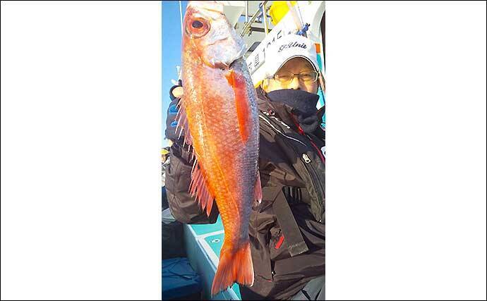 犬吠沖のアカムツ釣りで本命4尾　春先の本番にむけて好気配【丸天丸】