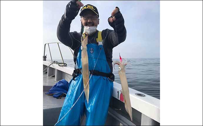 仙台湾で春の『ヤリイカメタル』絶好調　オモリグで52杯【漁安丸】