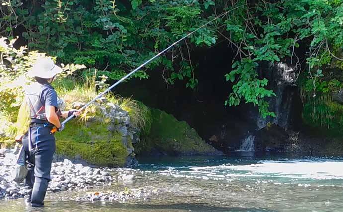 渓流エサ釣りで40cm超えニジマスに32cm尺上イワナ 山梨 桂川 21年7月28日 エキサイトニュース