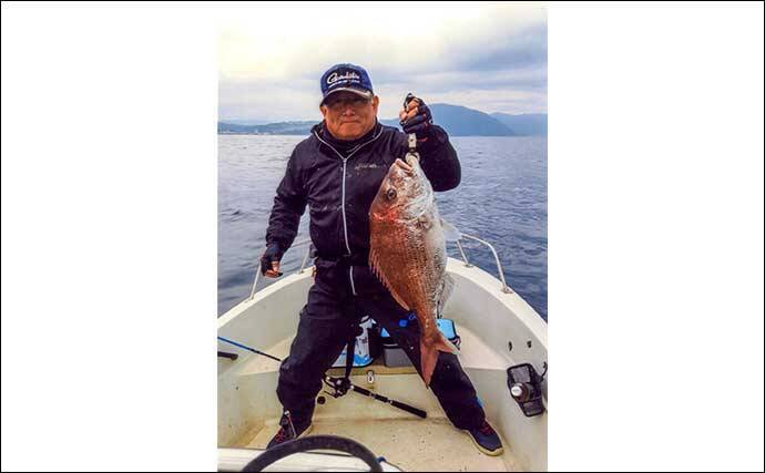 ボートタイラバゲームで75cm大型マダイ　好ゲストに73cm青物も登場