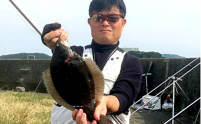 シーズン初の投げカレイで本命3尾手中　『塩マムシ』がアタリ【徳島】