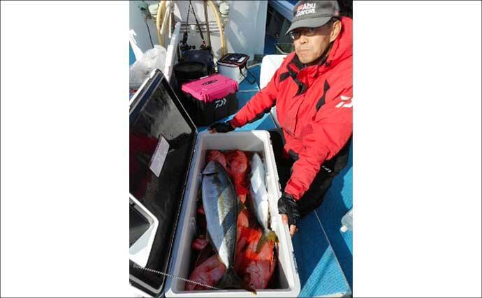 【沖釣り釣果速報】根魚釣りでボッコ2.5kg好捕！チカメキントキ・レンコダイ交じりクーラー満タン（福岡）