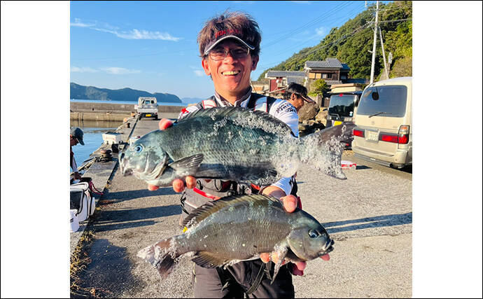 磯フカセ釣りで48cmクロ（メジナ）が浮上！【大分】好ゲストにシマアジも登場