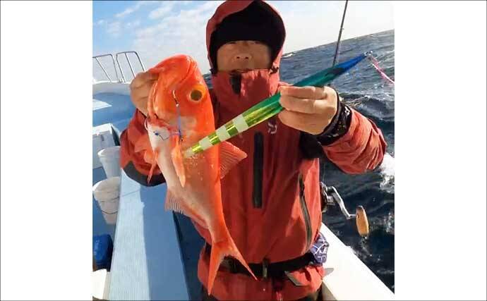 中深海ジギングで本命のキンメダイ6匹キャッチ！【静岡・下田沖】船中全員安打達成