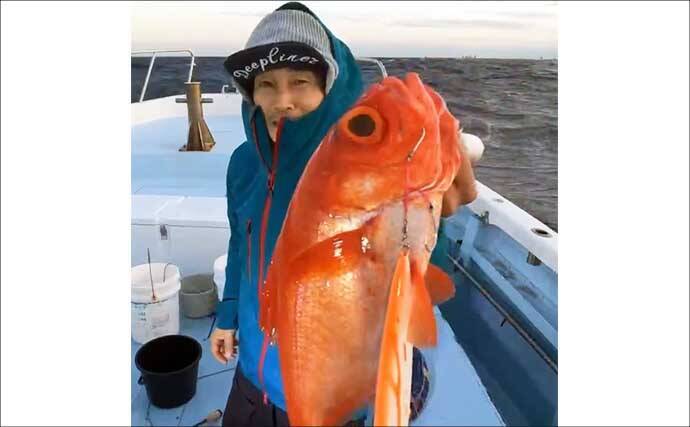 中深海ジギングで本命のキンメダイ6匹キャッチ！【静岡・下田沖】船中全員安打達成