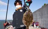 「堤防投げ釣りで29cmマコガレイ手中　好ゲストに「ワタリガニ」も顔出し」の画像1