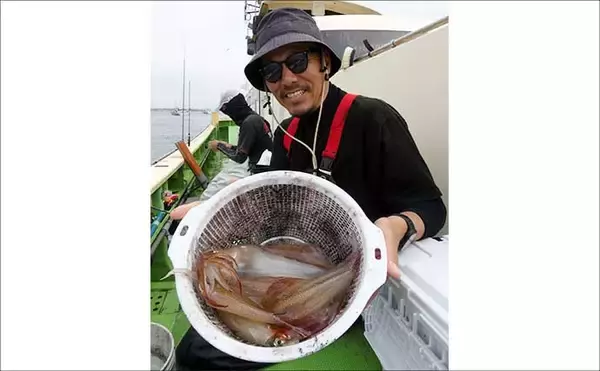 「相模湾マルイカ釣りで本命トップ17尾【まごうの丸・神奈川】ムギ・ヤリイカ交じる」の画像