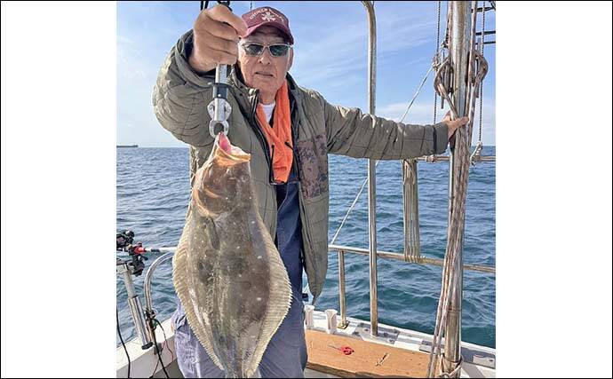 周防灘の泳がせ釣りで75cm大判を筆頭に船中8尾のヒラメを手中【山口】青物や根魚もヒット！