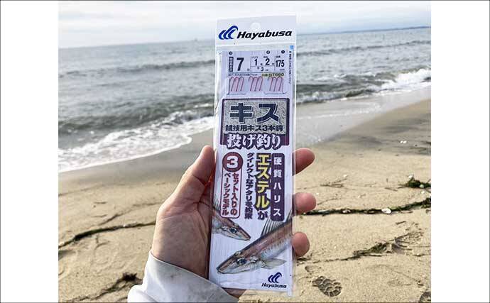サーフでの投げ釣りで21cm良型シロギスをキャッチ！【香良洲海岸】波打ち際でヒット