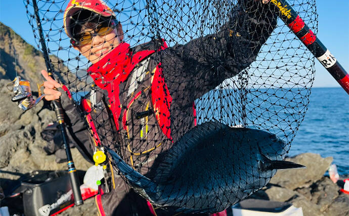 沖磯フカセ釣りで37cmクロを好捕！【大分・大和丸】30cm級クロは入れ食い