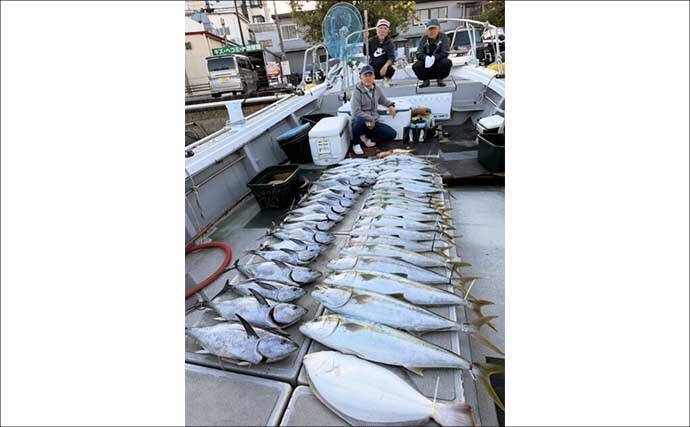 【沖釣り釣果速報】芦屋沖の落とし込み釣りで100cmヒラマサ浮上！船中青物57匹の爆発劇（福岡）