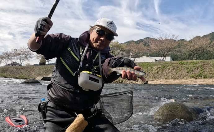 長良川本流の渓流エサ釣りで20cm超えアマゴが連発！【岐阜】40cm級ニジマスもヒット