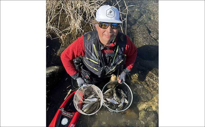 長良川本流の渓流エサ釣りで20cm超えアマゴが連発！【岐阜】40cm級ニジマスもヒット