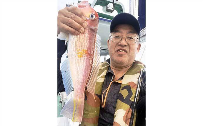 相良沖の底物五目釣りで35cmシロアマダイ手中！【静岡】アマダイ8匹＆キダイも50匹超え
