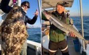 関西エリアの【船釣り特選釣果】ノマセ便で良型ヒラメ＆大型サワラが同日ヒット！