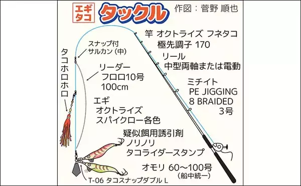 「日立沖エギタコ釣りで良型マダコ連発【茨城・釣友丸】数と型どちらも期待できる好シーズン」の画像