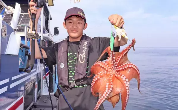 「日立沖エギタコ釣りで良型マダコ連発【茨城・釣友丸】数と型どちらも期待できる好シーズン」の画像