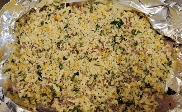 旬の渓魚で作るイタリアンレシピ：香草パン粉焼き　サクサク食感がクセになる！