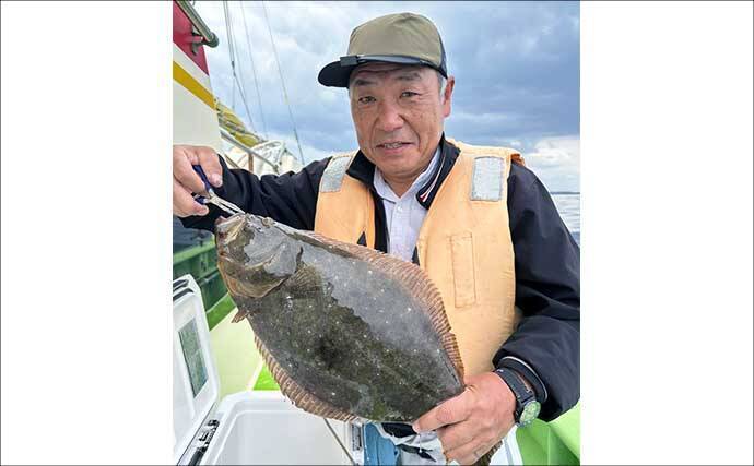 相模湾「LTヒラメ釣り」でレアな高級魚『ホウキハタ』が浮上【まごうの丸】