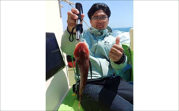 相模湾「LTヒラメ釣り」でレアな高級魚『ホウキハタ』が浮上【まごうの丸】
