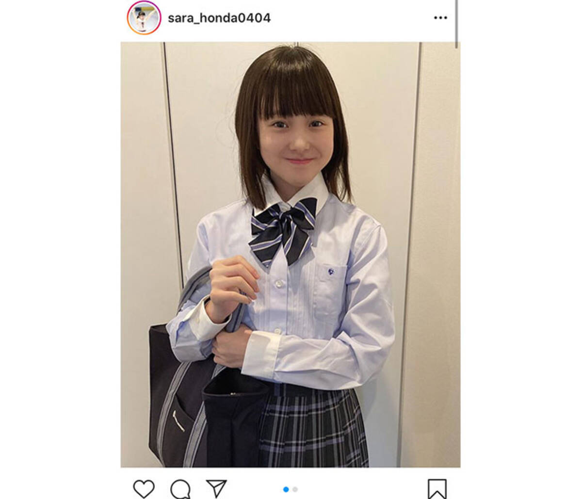 本田紗来 初々しい制服姿で 今日は中学校の入学式でした 年6月2日 エキサイトニュース