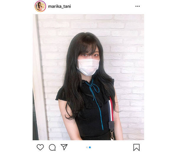 SKE48 谷真理佳、マスク越しから伝わる黒髪美的ショットを披露！