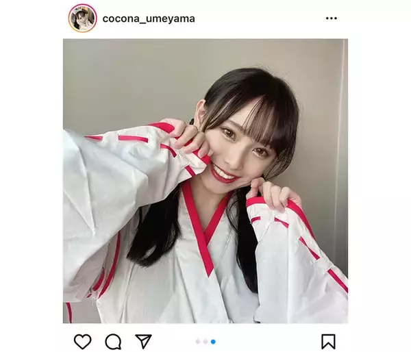 NMB48 梅山恋和、運気爆上げの巫女コスプレが超絶かわいい！