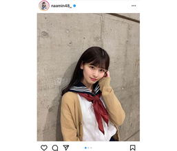 AKB48 浅井七海、「マジすか」”センター”のようなセーラー服コーデを披露