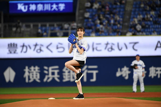 【リュウソウピンク】尾碕真花が初の始球式に挑戦! 「ものすごく緊張しました!」