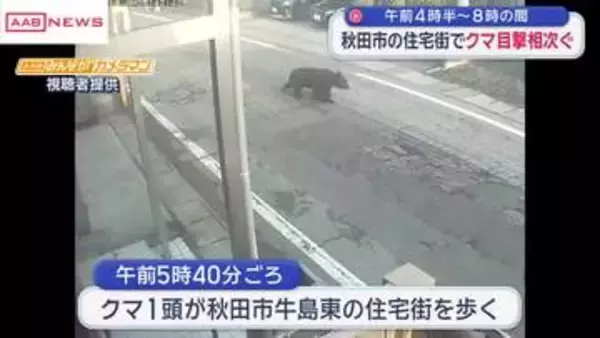 秋田市の住宅街でクマの目撃相次ぐ　体長１ｍ　警察が注意を呼びかけ