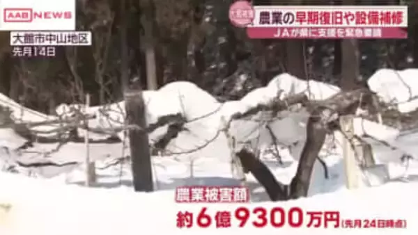 記録的大雪で被害　農業の早期復旧に向けた支援を　ＪＡ秋田中央会が県に緊急要望