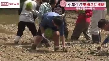 石川理紀之助ゆかりの地で小学生が田植え　秋田・潟上市　自然と触れ合いながら環境について学ぶ