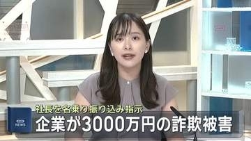 社長からのメールと信じて３０００万円送金　だまし取られる　秋田県内の会社が詐欺被害